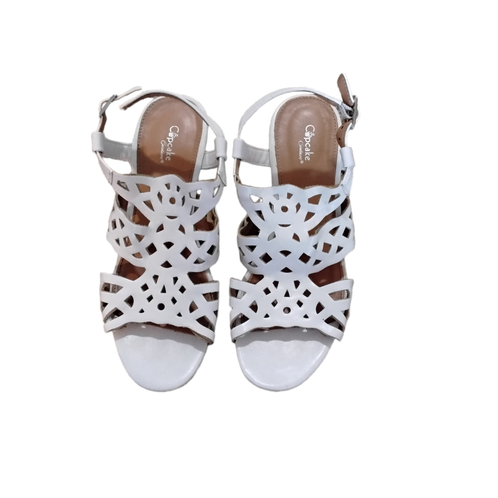 Cupcake Couture White Wedge Sandals Girls Size 3